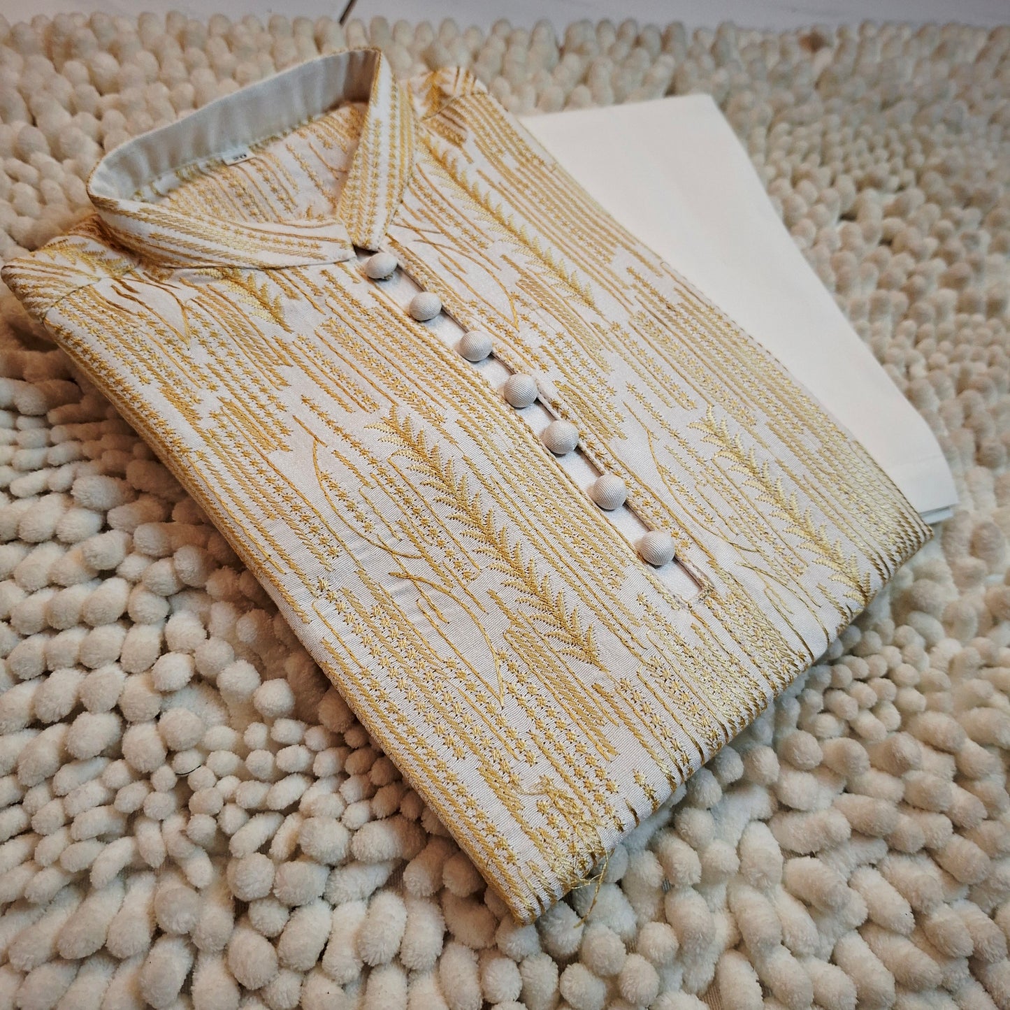Off-White Embroidered Kurta with Trouser
