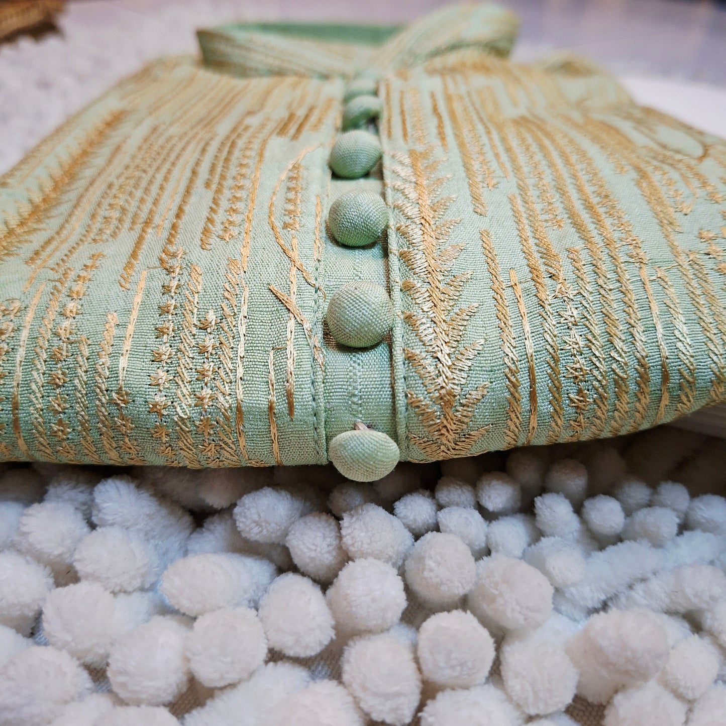 Olive Green Embroidered Kurta with Trouser