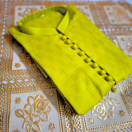 Parrot Green Loops Self Printed Kurta