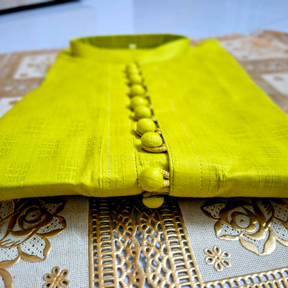 Parrot Green Loops Self Printed Kurta
