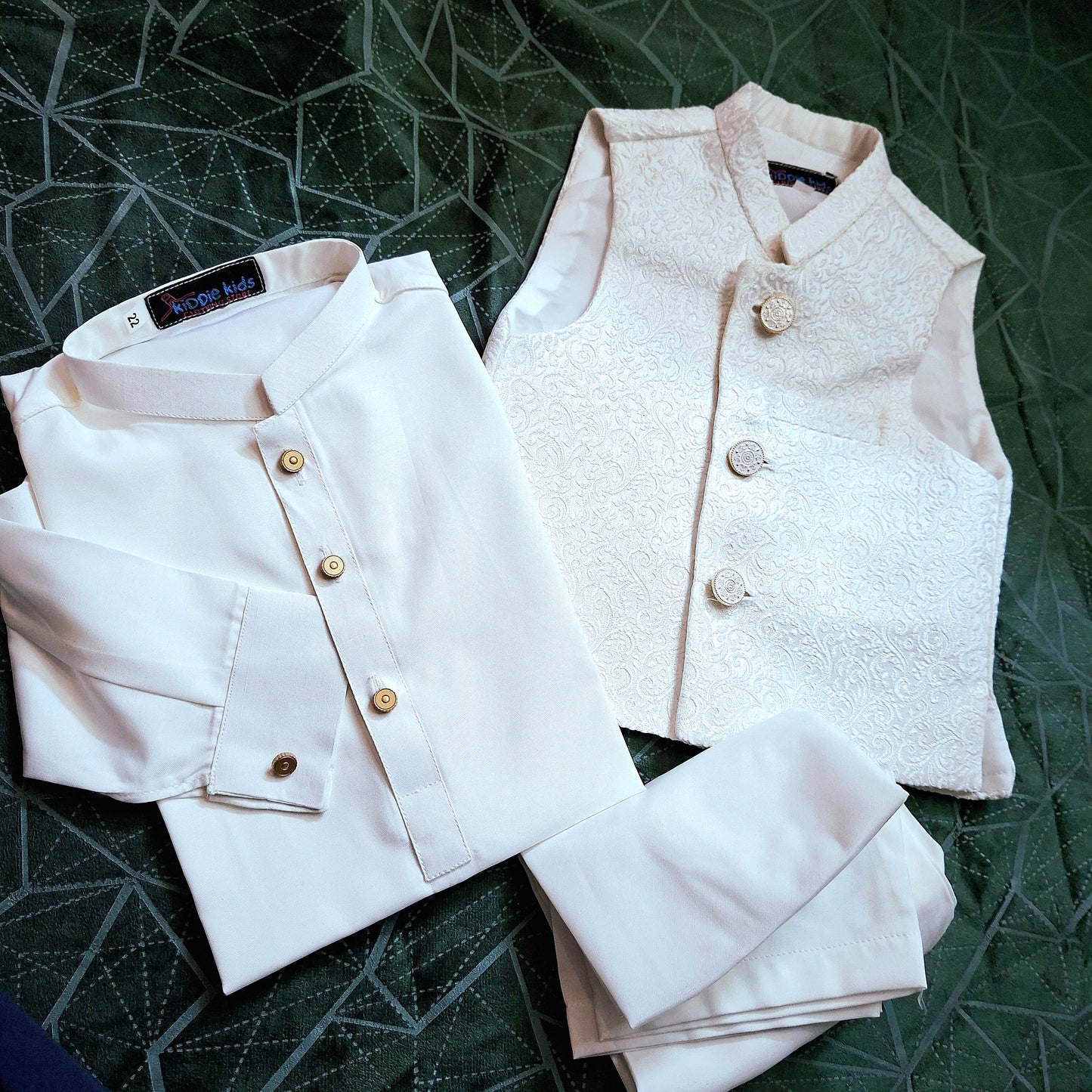 White Embroidered Waistcoat with Kurta Trouser