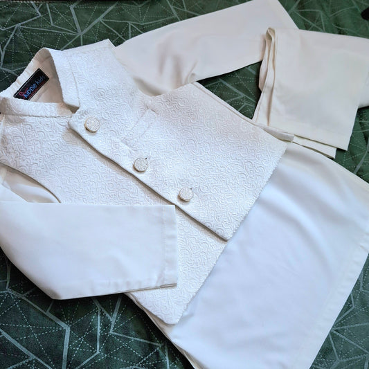 White Embroidered Waistcoat with Kurta Trouser