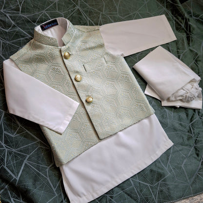 Green Embroidered Waistcoat with Kurta Trouser