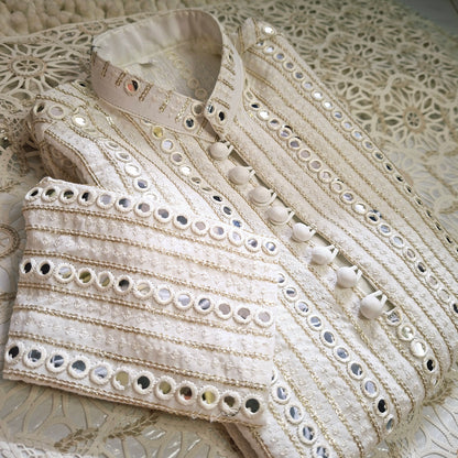 White Sequence Embroidered Kurta with White Trouser