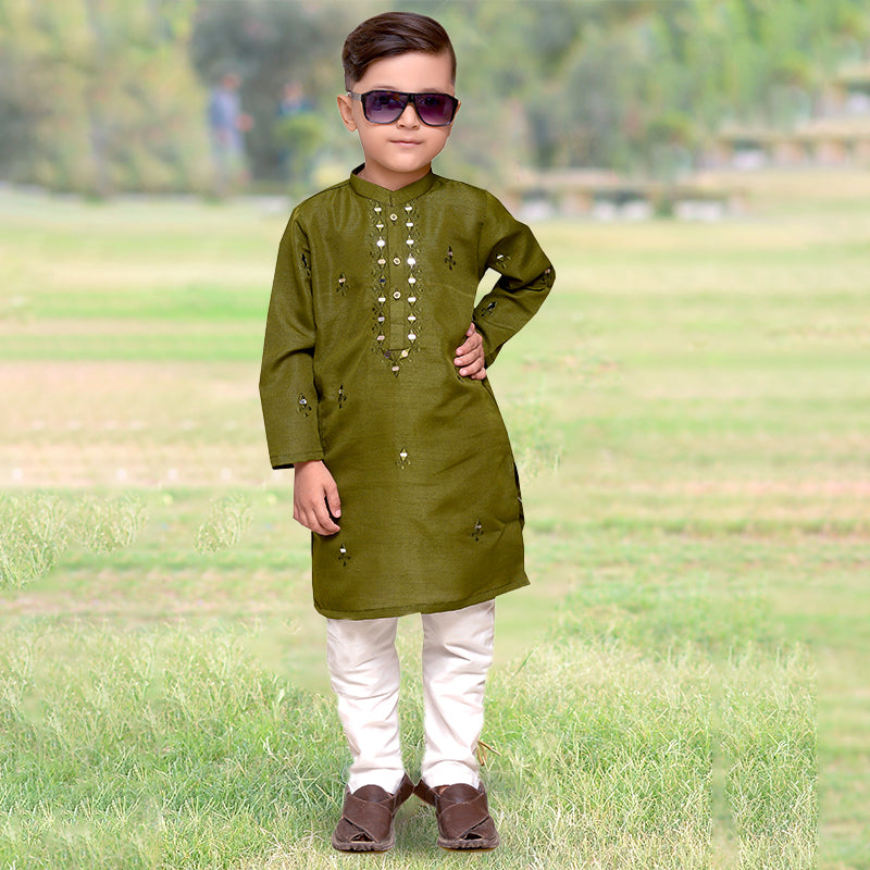 Mehndi Green Mirror work kurta with Trouser