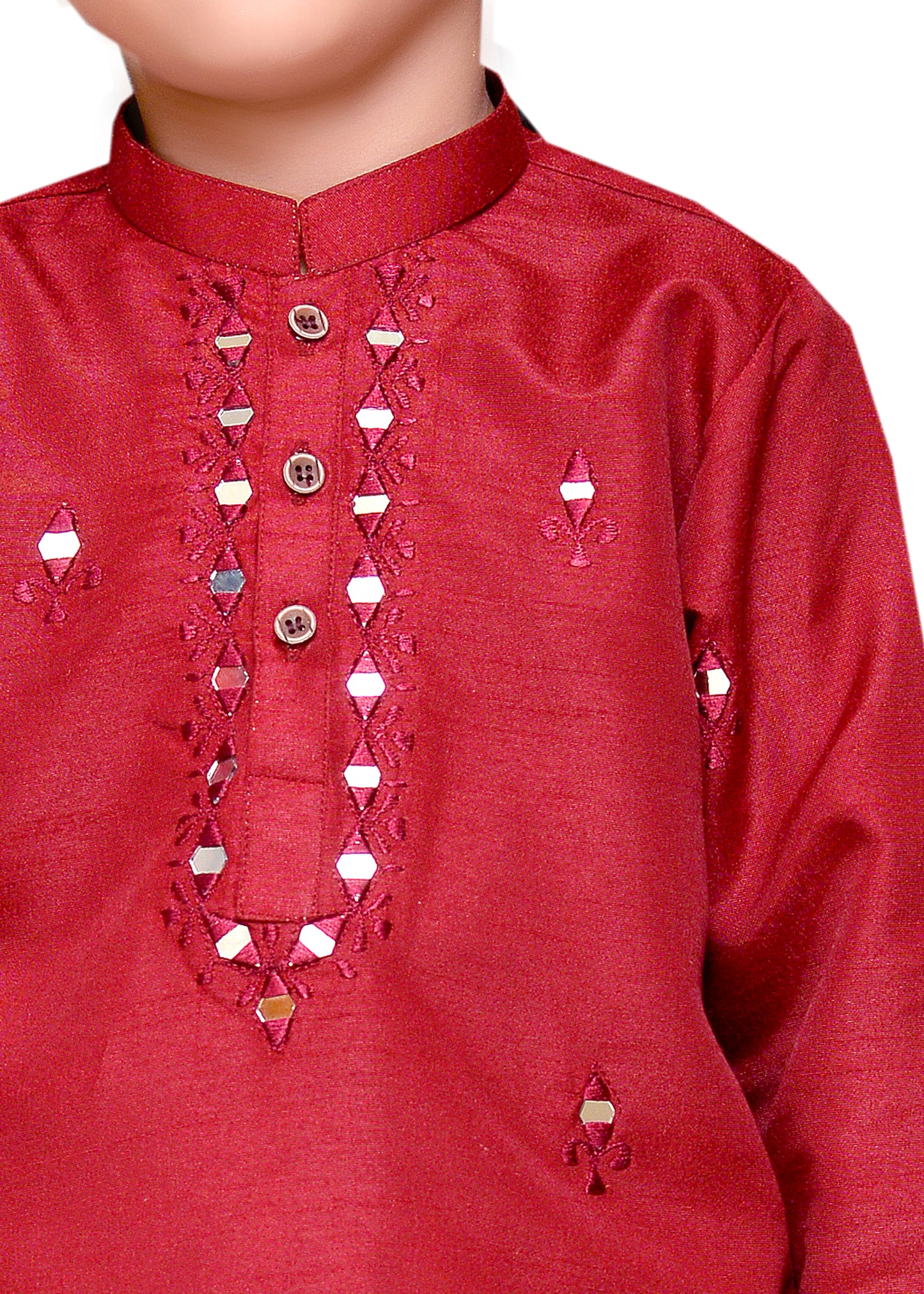 Red mirror work kurta with Trouser