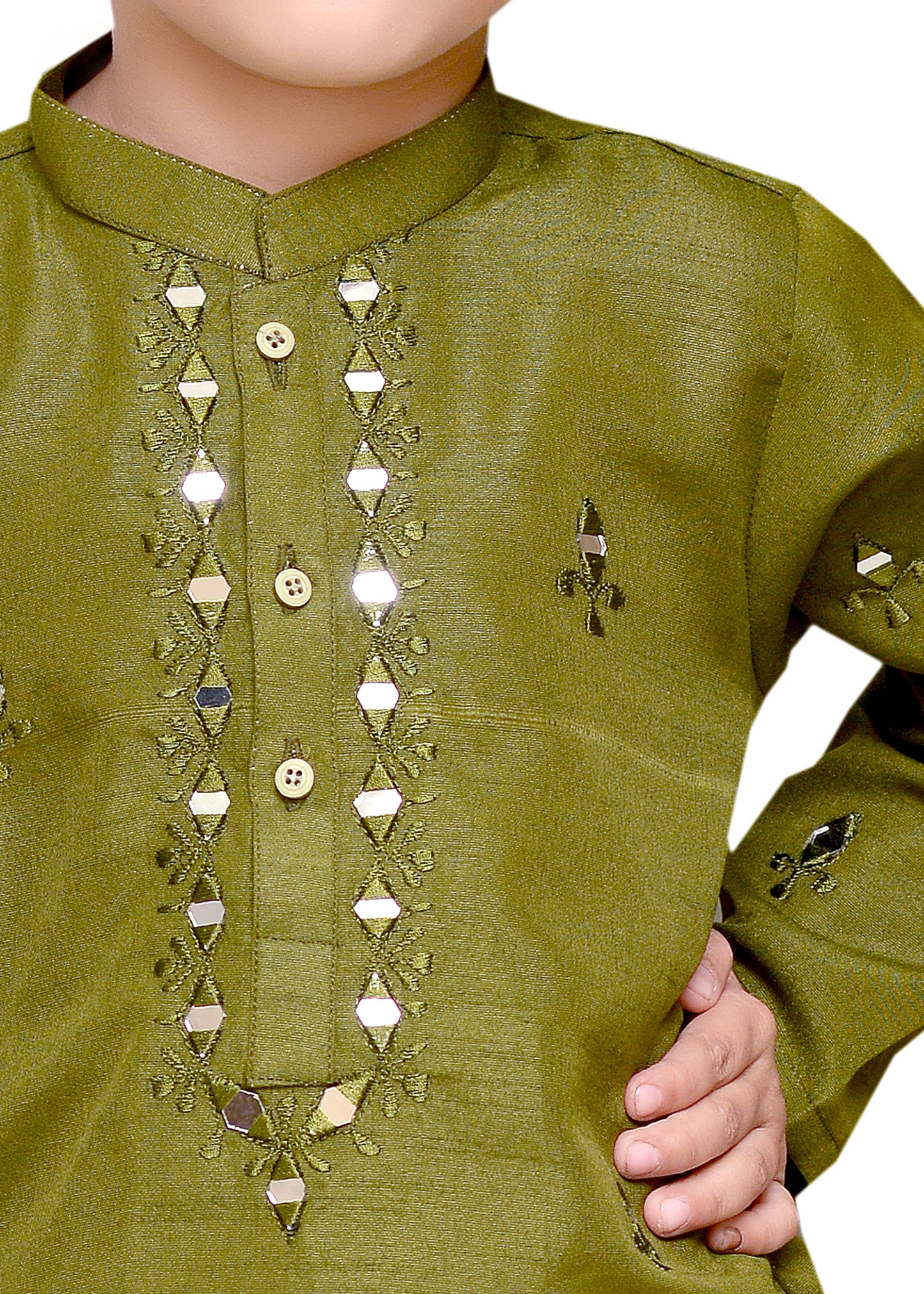 Mehndi Green Mirror work kurta with Trouser