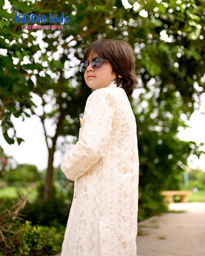 Off-white Sequence Embroidered Sherwani with Trouser