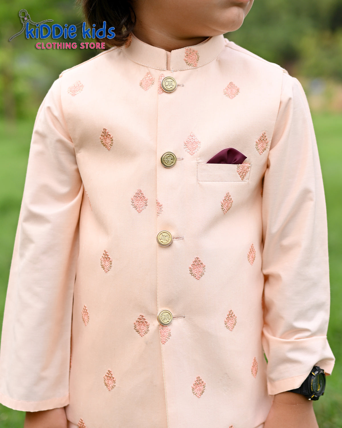 Pastel Peach Embroidered Waistcoat with Kurta Trouser