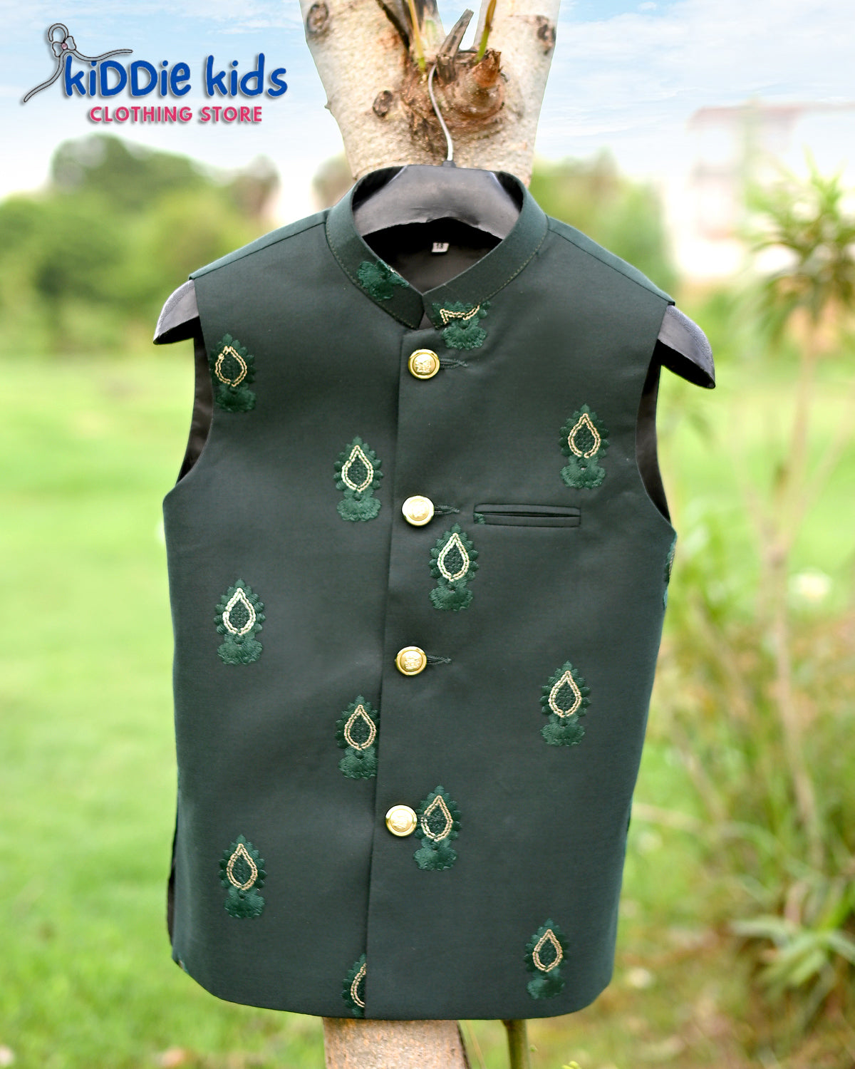 Dark Green Embroidered Waistcoat with Kurta Trouser