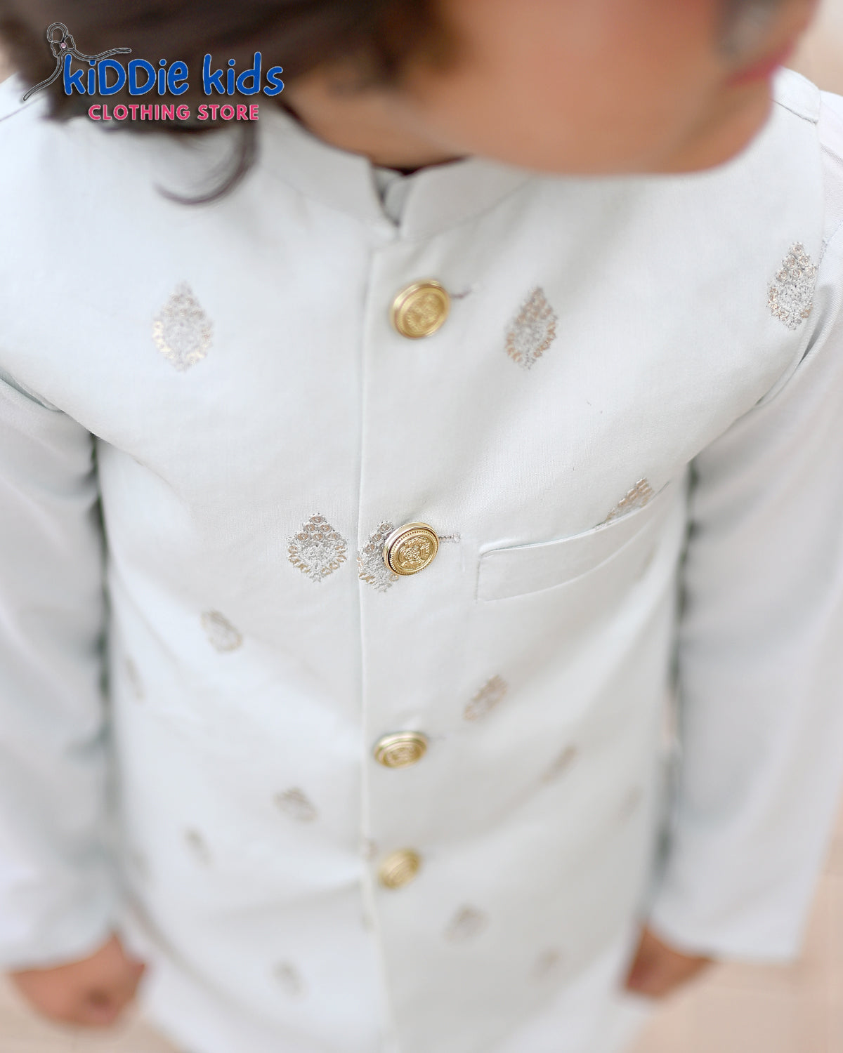 Ice Blue Embroidered Waistcoat with Kurta Trouser