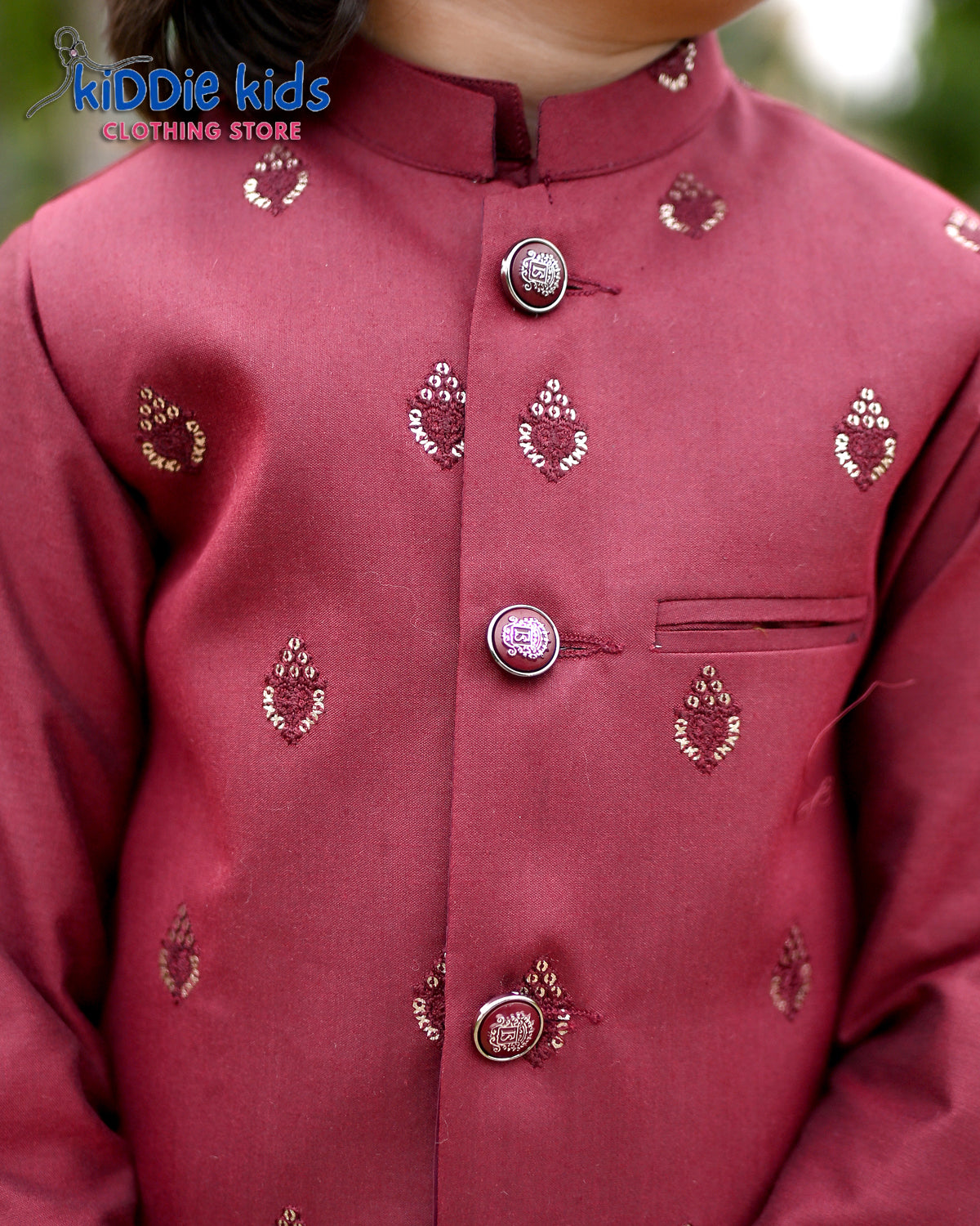Red Embroidered Waistcoat with Kurta Trouser