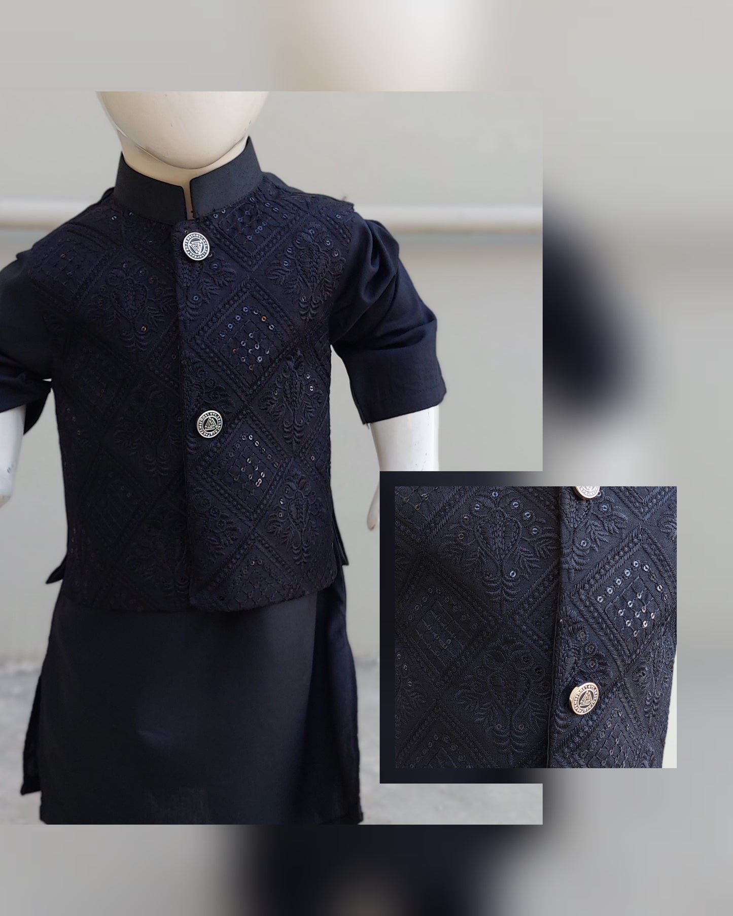 Black Embroidered Waistcoat1 yr only