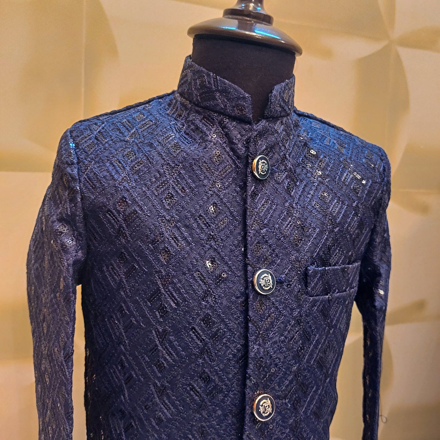 Blue Mysore Embroidered Sequence Sherwani