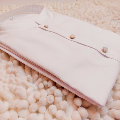 White Self Printed Cotton Kurta