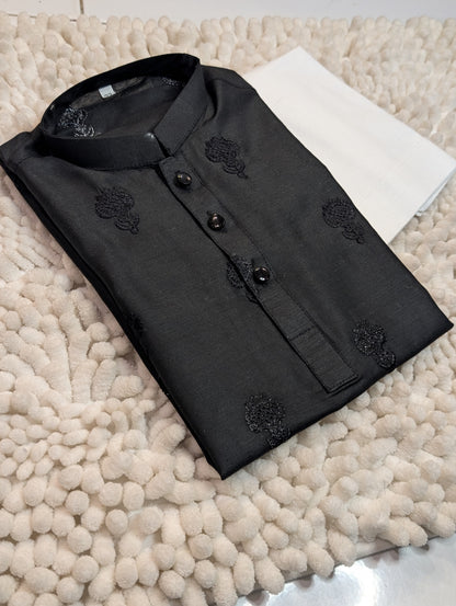 Black Motif Embroidered Kurta With Trouser