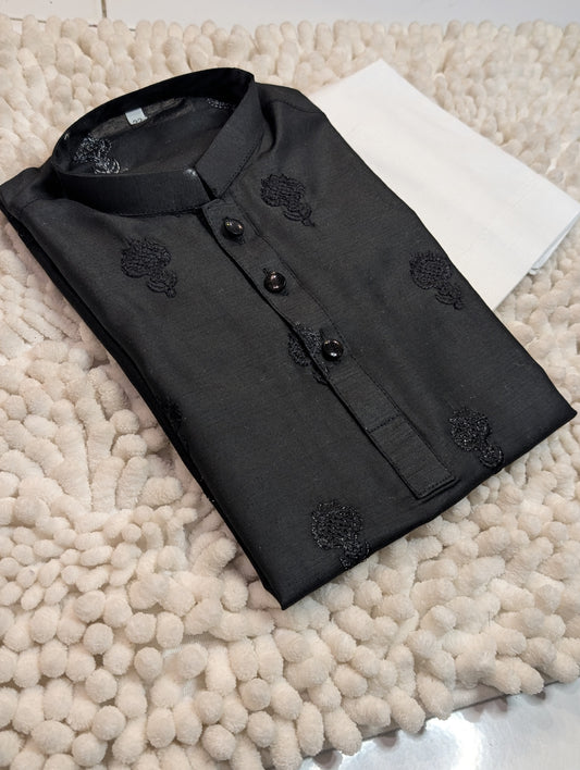 Black Motif Embroidered Kurta With Trouser