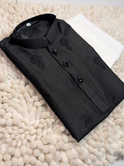 Black Motif Embroidered Kurta With Trouser