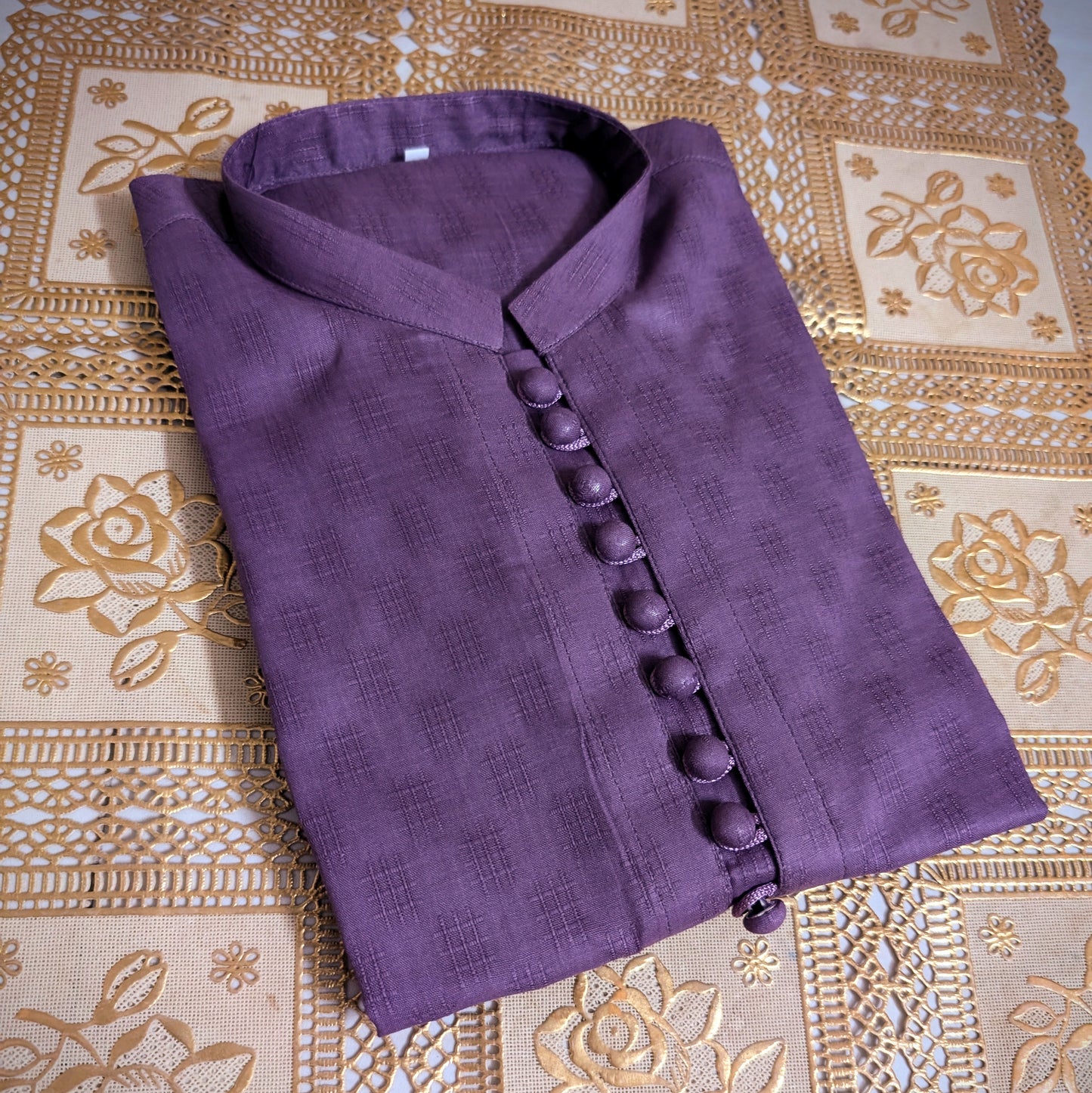 Purple Loops Self Printed Kurta