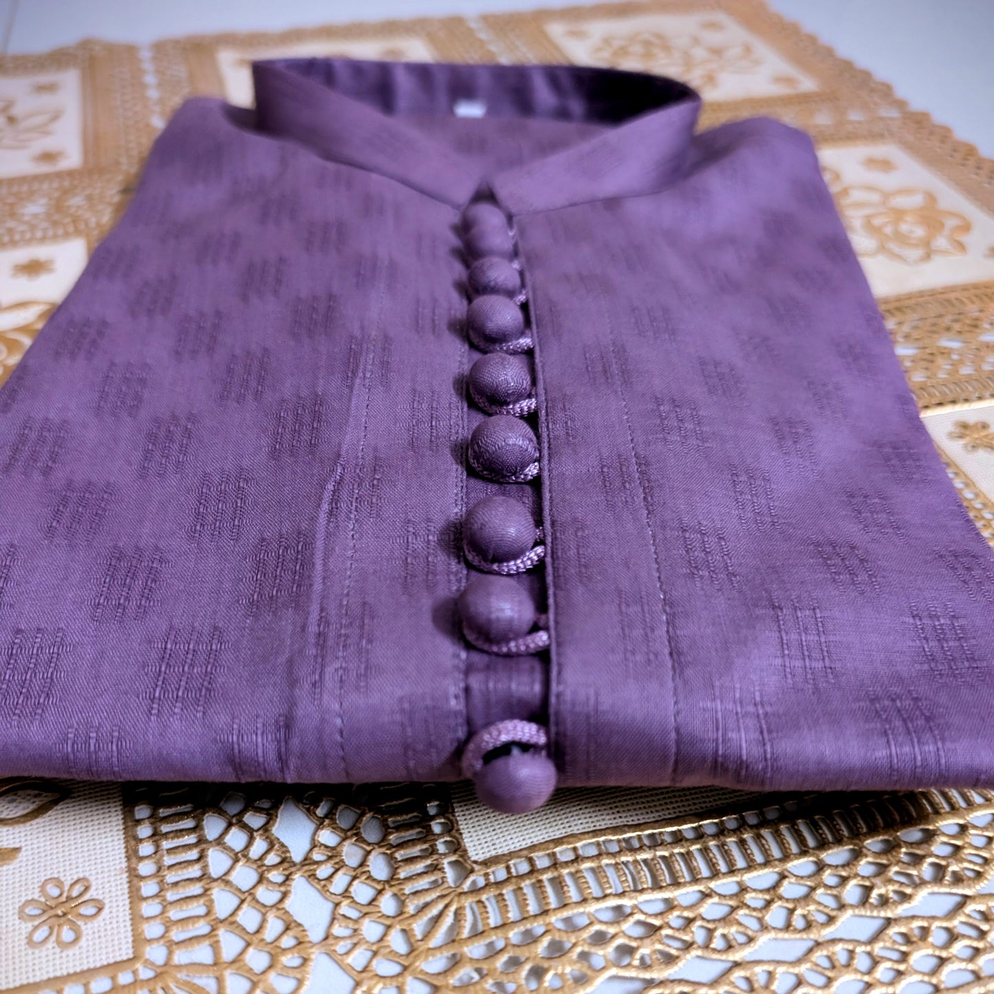 Purple Loops Self Printed Kurta