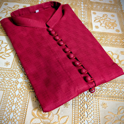Red Loops Self Printed Kurta