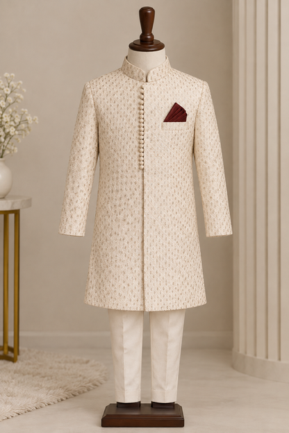 Golden Mysore Loops Sherwani with Trouser