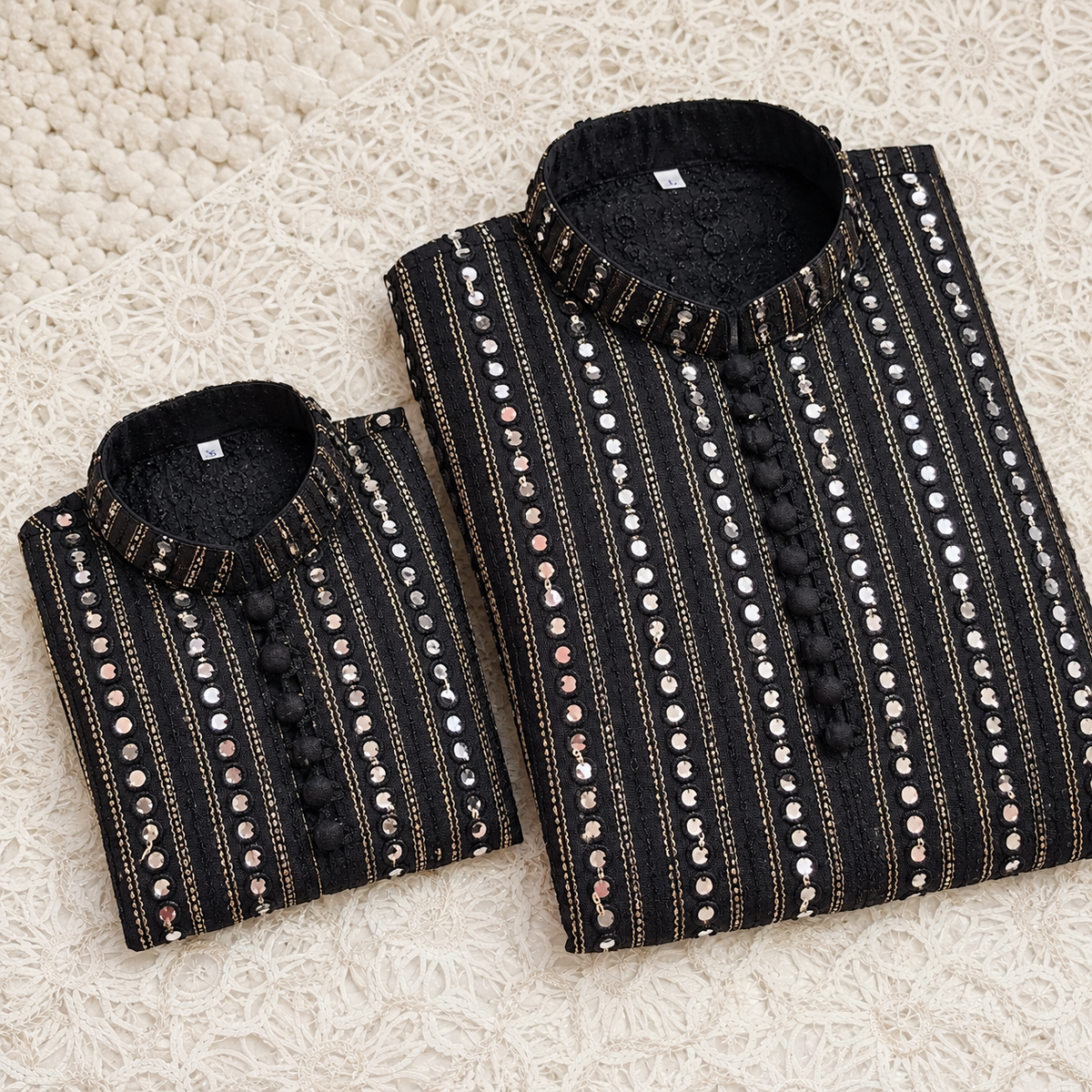 Father Black Kurta Trouser Set