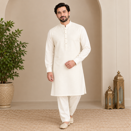 OFFWHITE MEN KURTA TROUSER
