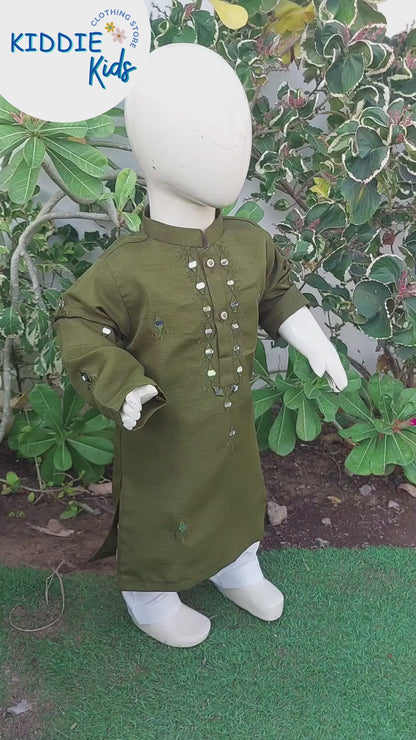 Mehndi Green Mirror work kurta with Trouser