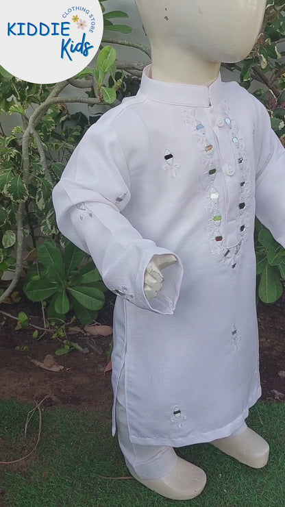 White Mirrror work kurta a